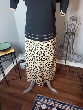 Hilary Radley Cream and Black Leopard Print Maxi Skirt Khol's